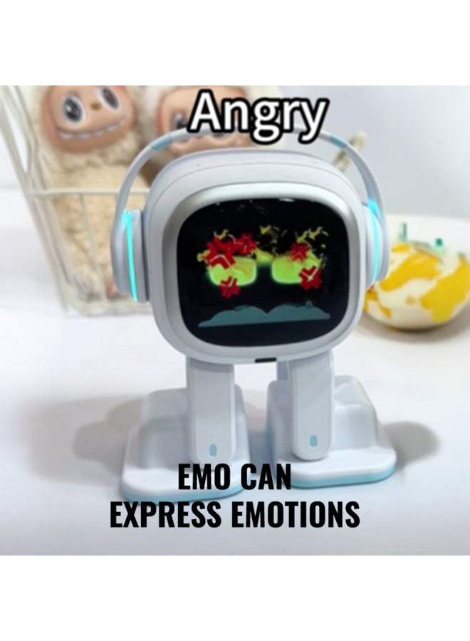 LIVING.AI EMO Robot Desktop Pet Companion (Skateboard-White) | AI-Powered Smart Robot with Voice Interaction, Smart Light & Wireless Charging Skateboard Base for Kids and Adults - Image 4